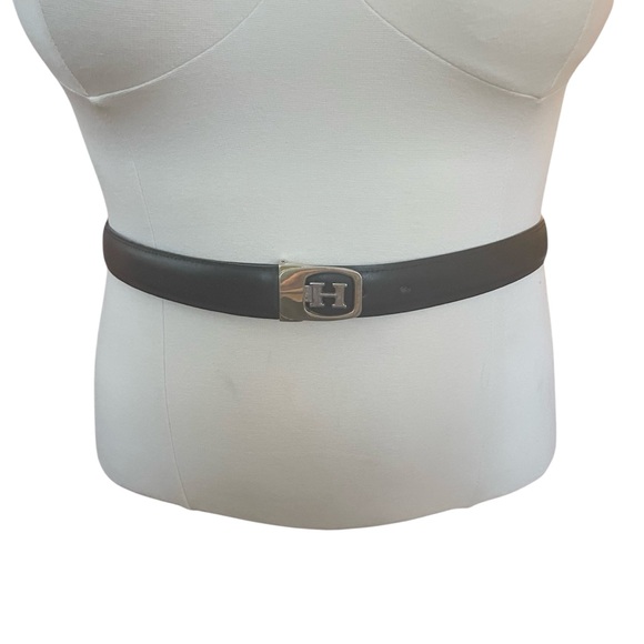 Gold Brass H Monogram Belt Brown Leather Unisex Mens Womens Size 42 Large - Picture 2 of 8